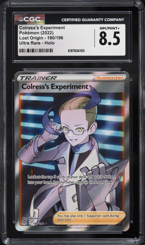 2022 Pokemon Sword & Shield Lost Origin Full Art Colress's Experiment #190 CGC 8.5 NM-MT+