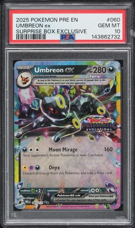 2025 Pokemon Scarlet & Violet Prismatic Evolutions Surprise Box Holo Umbreon ex #60 PSA 10 GEM