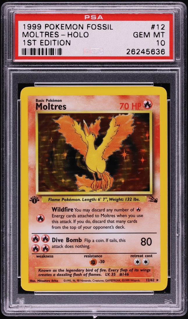 1999 Pokemon Fossil 1st Edition Holo Moltres #12 PSA 10 GEM MINT