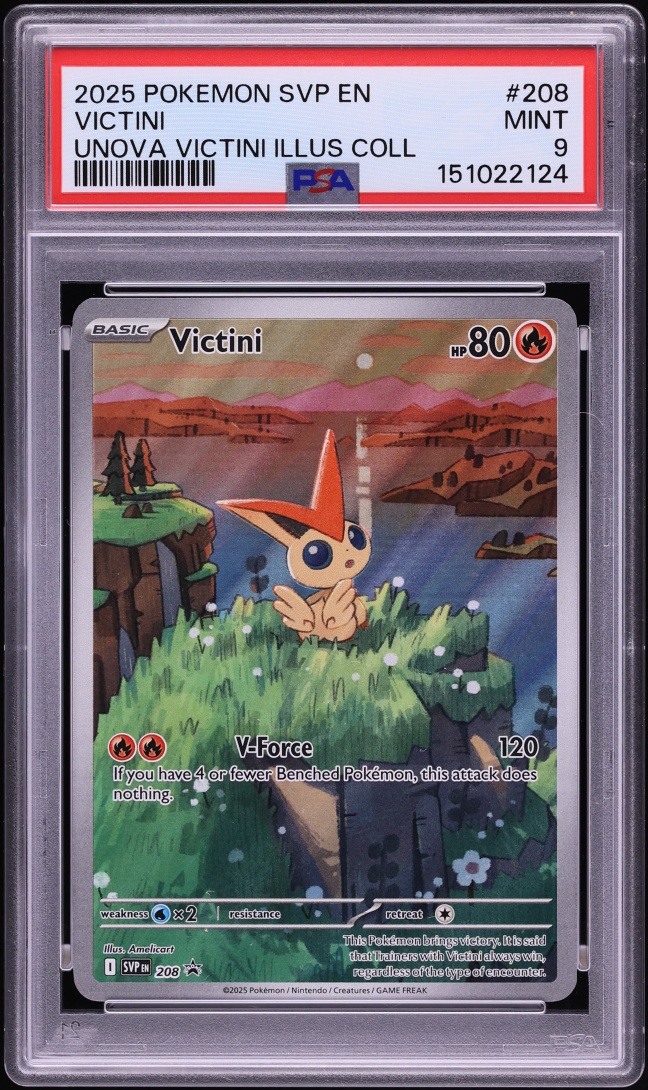 2025 Pokemon Scarlet & Violet Promo Unova Illustration Alt Art Victini #208 PSA 9 MINT