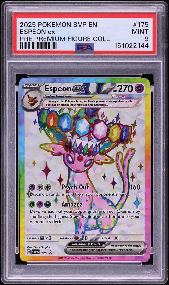 2025 Pokemon SV Promo Prismatic Evolutions Premium Figure Full Art Espeon ex #175 PSA 9 MINT