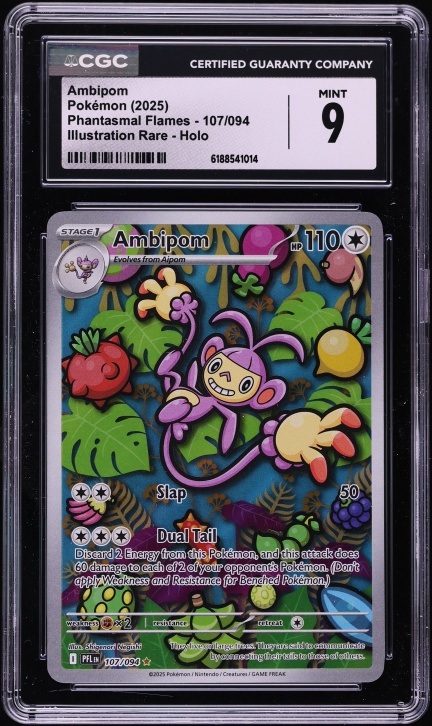 ambipom pokemon card 107/094 Full Art Illustration Rare Phantasmal Flames Near CardNest Stage 1 Form Pokemon Card Game Ambipom AR