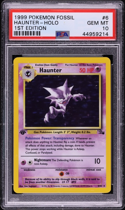 1999 Pokemon Fossil 1st Edition Holo Haunter #6 PSA 10 GEM MINT on