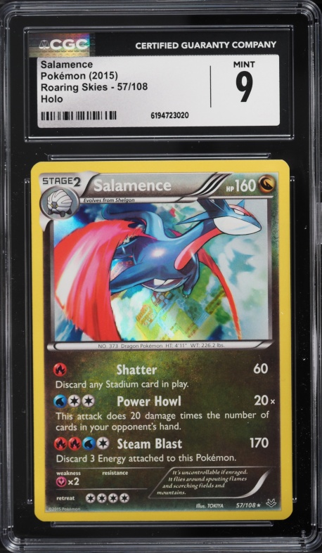 2015 Pokemon XY Roaring Skies Holo Salamence #57 CGC 9 MINT