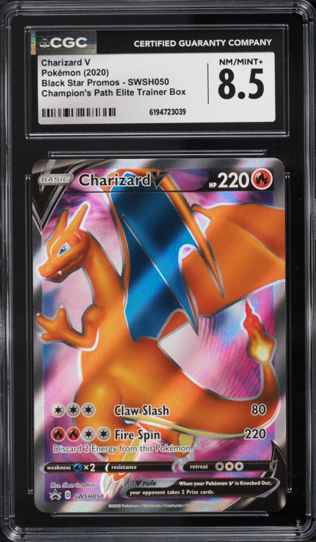 2020 Pokemon Sword & Shield Promo Champion's Path ETB Full Art Charizard V #SWSH050 CGC 8.5