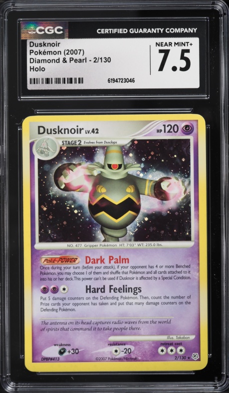 2007 Pokemon Diamond & Pearl Holo Dusknoir #2 CGC 7.5 NRMT+