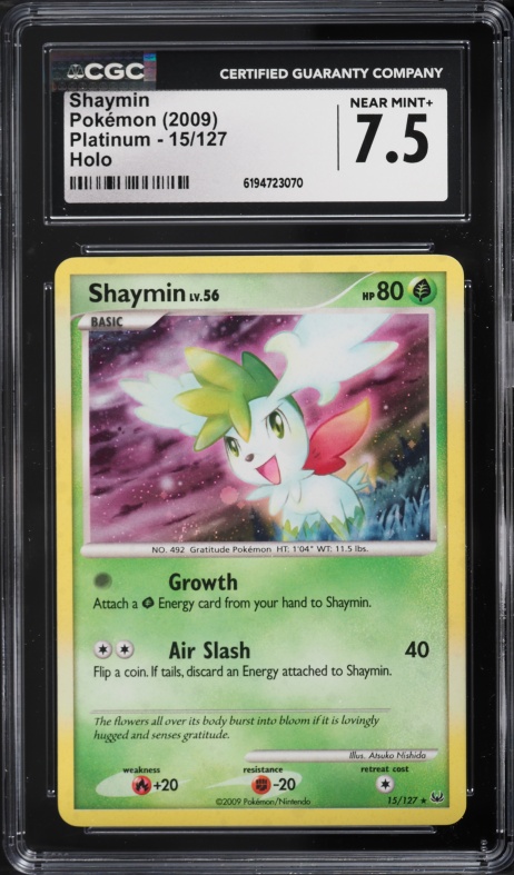 2009 Pokemon Platinum Holo Shaymin #15 CGC 7.5 NRMT+