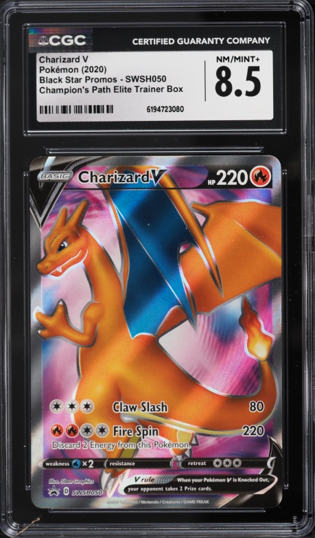 2020 Pokemon Sword & Shield Promo Champion's Path ETB Full Art Charizard V #SWSH050 CGC 8.5