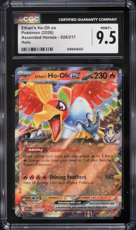 2026 Pokemon Mega Evolution Ascended Heroes Holo Ethan's Ho-Oh ex #26 CGC 9.5 MINT+