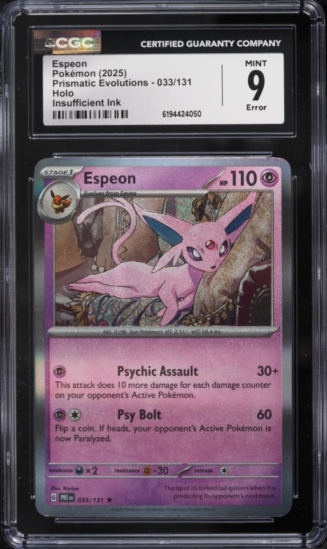 2025 Pokemon Scarlet & Violet Prismatic Evolutions Holo Espeon #33 CGC 9 MINT