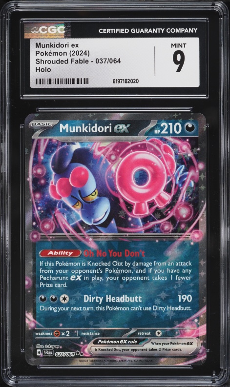 2024 Pokemon Scarlet & Violet Shrouded Fable Holo Munkidori ex #37 CGC 9 MINT