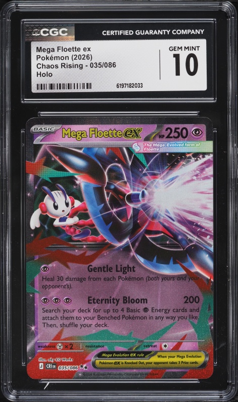2026 Pokemon Mega Evolution Chaos Rising Holo Mega Floette EX #35 CGC 10 GEM MINT