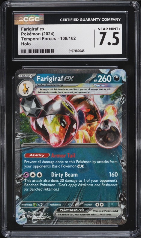 2024 Pokemon Scarlet & Violet Temporal Forces Holo Farigiraf EX #108 CGC 7.5 NRMT+
