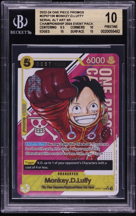 2022 One Piece Promo Championship '24 Event Pack SR Alt Art Monkey D. Luffy #OP07-109 BGS 10