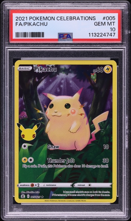 2021 Pokemon Japanese 25th Anniversary Full Art Pikachu #1 PSA 10