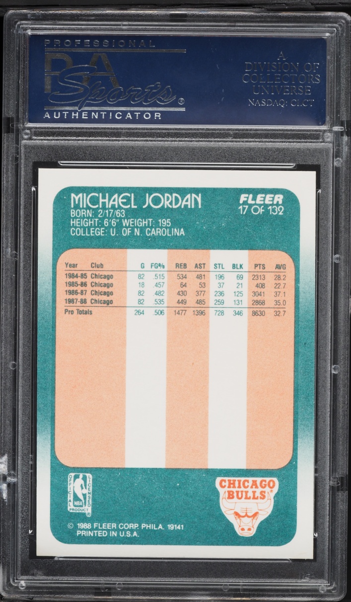 1988 Fleer Basketball Michael Jordan #17 PSA 8 NM-MT