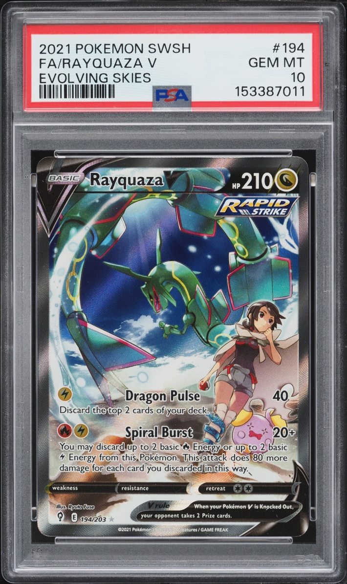 2021 Pokemon Sword & Shield Evolving Skies Alt Art Rayquaza V #194 PSA 10 GEM MINT