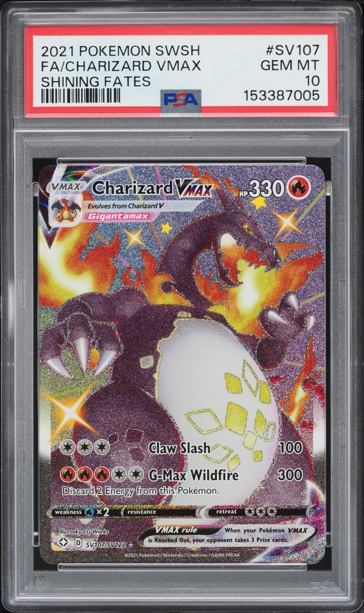 2021 Pokemon SWSH Shining Fates Shiny Vault Full Art Charizard VMAX #SV107 PSA 10 GEM MINT