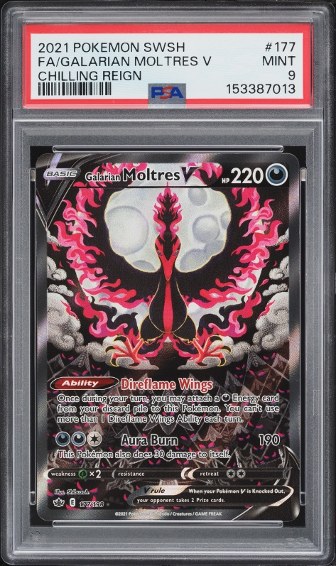 2021 Pokemon SWSH Chilling Reign Full Art Galarian Moltres V #177