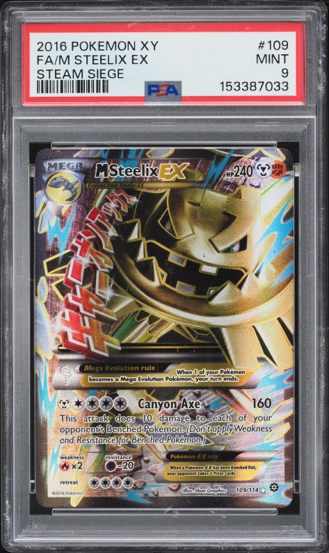 2016 Pokemon XY Steam Siege Full Art M Steelix EX #109 PSA 9 MINT