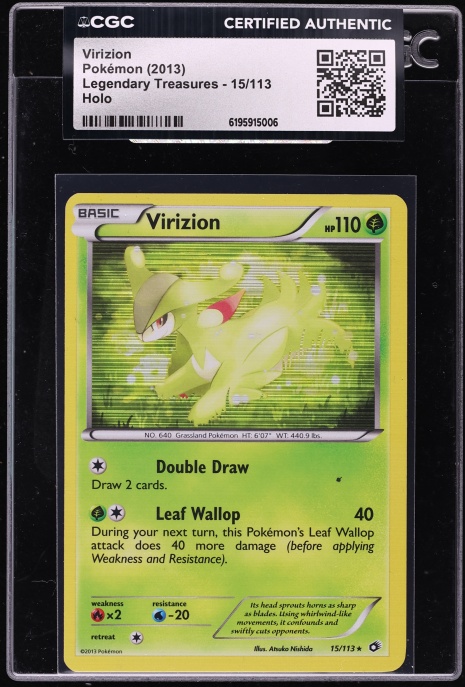 2013 Pokemon Black & White Legendary Treasures Holo Virizion #15 CGC AUTH