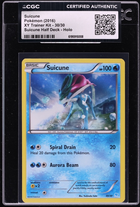 2016 Pokemon XY Trainer Kit Half Deck Holo Suicune #30 CGC AUTH