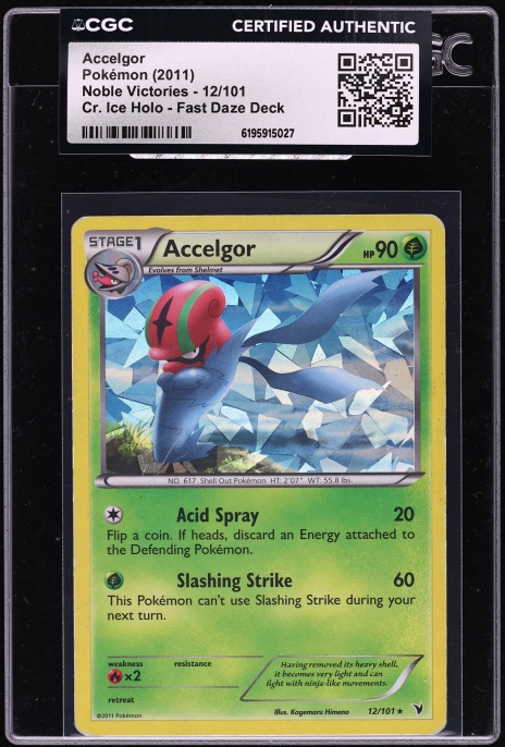 2011 Pokemon Noble Victories Cr. Ice Holo Fast Daze Deck Accelgor #12 CGC AUTH