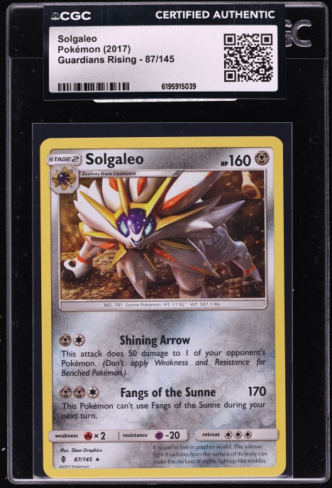 2017 Pokemon Guardians Rising Solgaleo #87 CGC AUTH