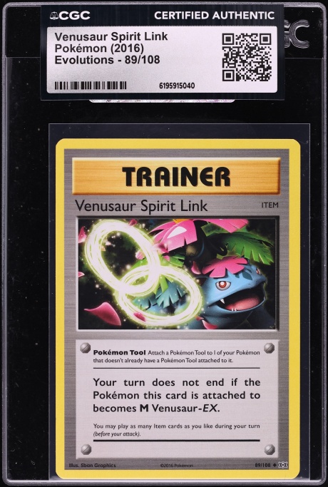 2016 Pokemon XY Evolutions Venusaur Spirit Link #89 CGC AUTH