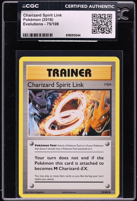 2016 Pokemon XY Evolutions Charizard Spirit Link #75 CGC AUTH