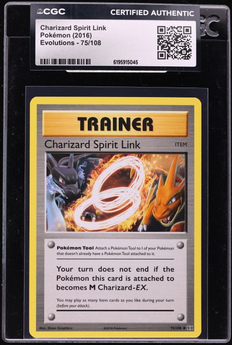 2016 Pokemon XY Evolutions Charizard Spirit Link #75 CGC AUTH