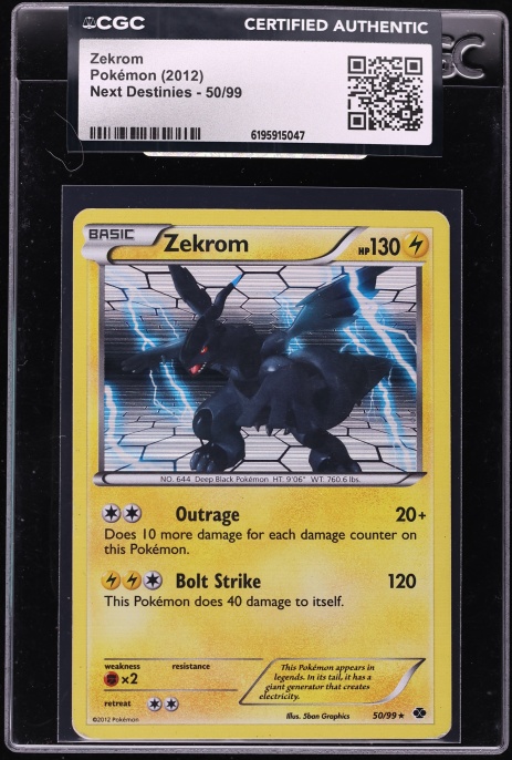 2012 Pokemon Black & White Next Destinies Zekrom #50 CGC AUTH