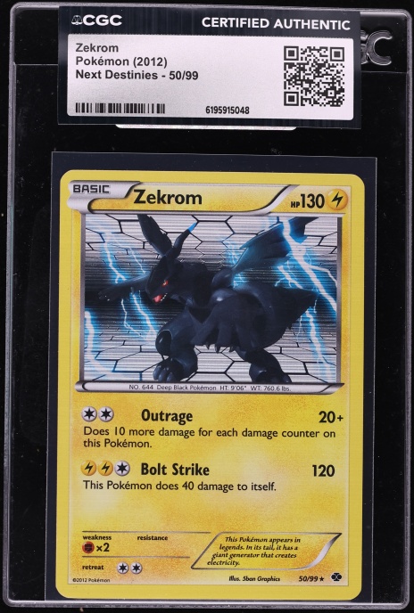 2012 Pokemon Black & White Next Destinies Zekrom #50 CGC AUTH