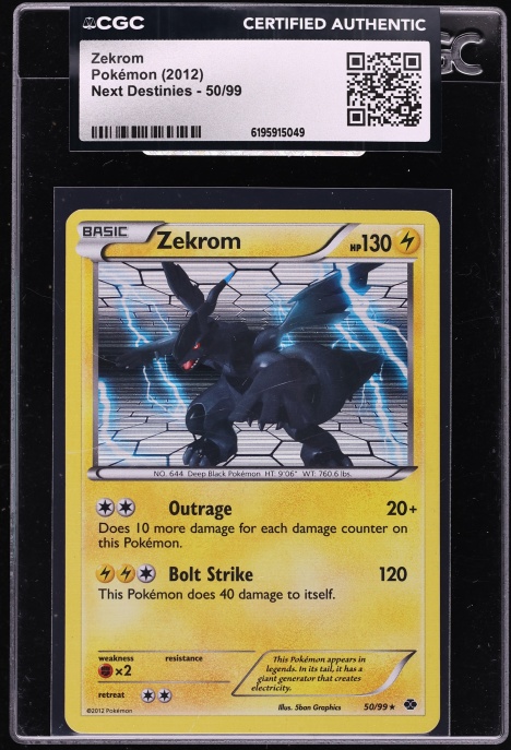 2012 Pokemon Black & White Next Destinies Zekrom #50 CGC AUTH