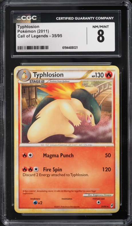 2011 Pokemon HeartGold & SoulSilver Call Of Legends Typhlosion #35 CGC 8 NM-MT