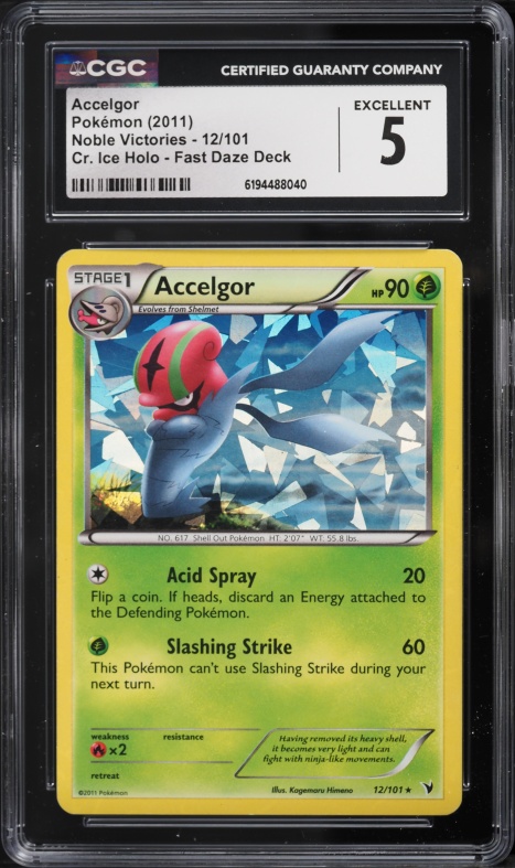 2011 Pokemon Noble Victories Cr. Ice Holo Fast Daze Deck Accelgor #12 CGC 5 EX