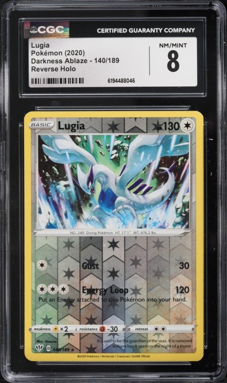 2020 Pokemon Sword & Shield Darkness Ablaze Reverse Holo Lugia #140 CGC 8 NM-MT