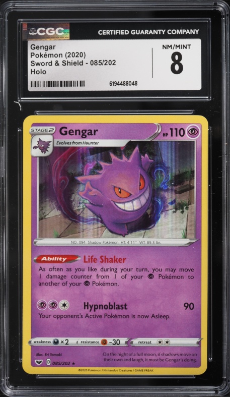 2020 Pokemon Sword & Shield Holo Gengar #85 CGC 8 NM-MT