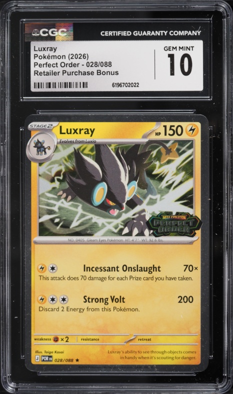 2026 Pokemon Mega Evolution Perfect Order Retailer Purchase Bonus Luxray #028 CGC 10 GEM MINT