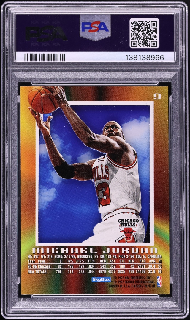 1996 Skybox E-X2000 Michael Jordan #9 PSA 8 NM-MT