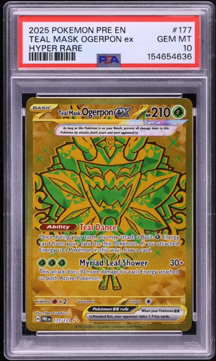 2025 Pokemon SV Prismatic Evolutions Gold Rare Teal Mask Ogerpon ex #177 PSA 10 GEM MINT