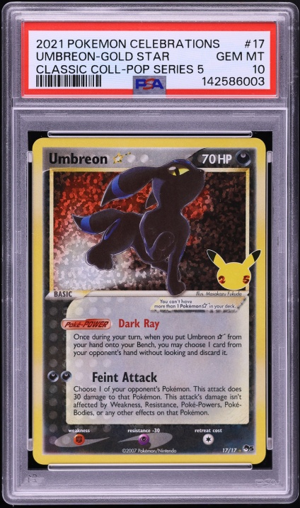 2021 Pokemon SWSH Celebrations Classic Coll. POP Series 5 Holo Umbreon Gold Star #17 PSA 10
