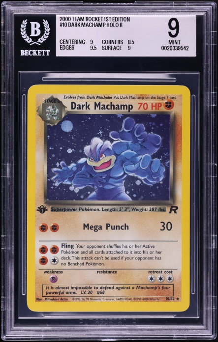 2000 Pokemon Team Rocket 1st Edition Holo Dark Machamp #10 BGS 9 MINT