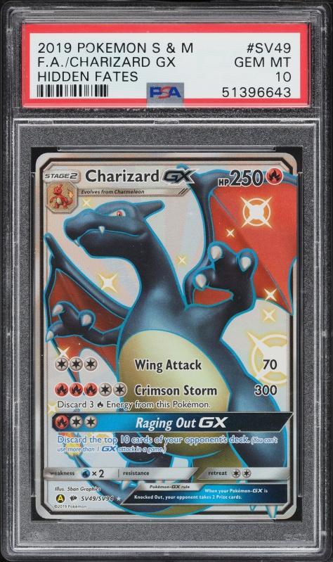 2019 Pokemon Sun & Moon Hidden Fates Full Art Shiny Charizard GX