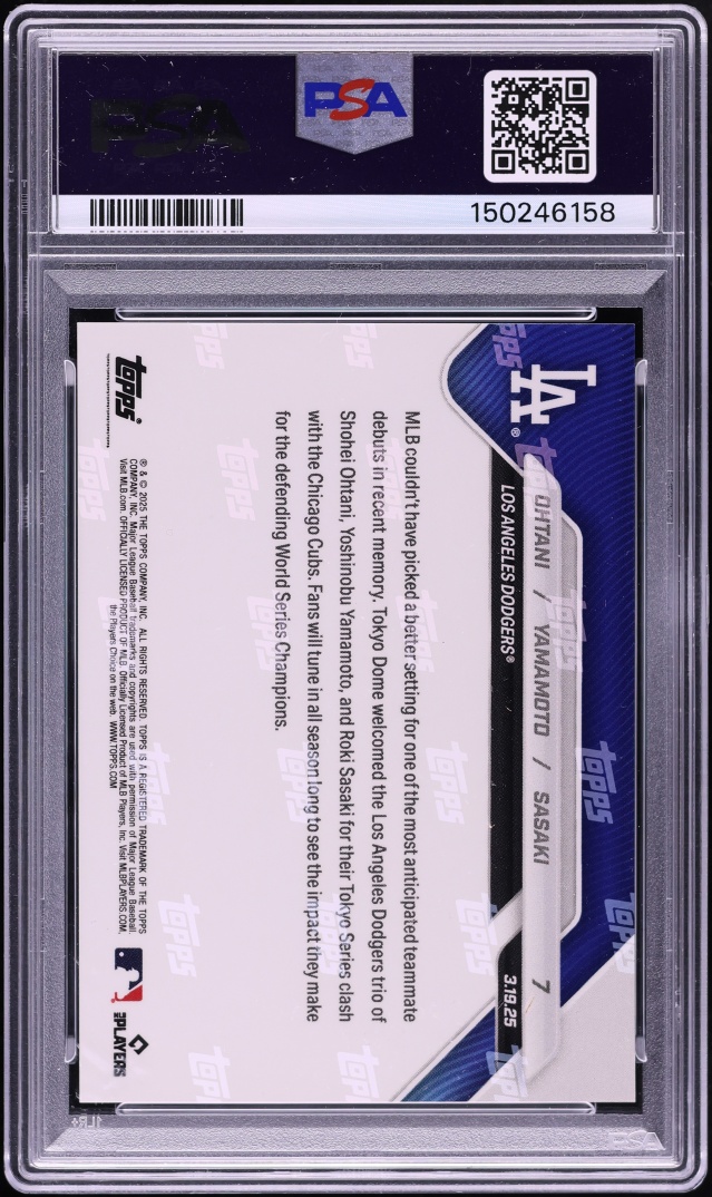 2025 Topps Now Shohei Ohtani Yoshinobu Yamamoto Roki Sasaki ROOKIE #7 PSA 10 GEM MINT