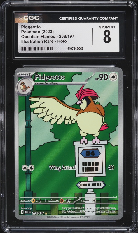 2023 Pokemon Scarlet & Violet Obsidian Flames IR Pidgeotto #208 CGC 8 NM-MT
