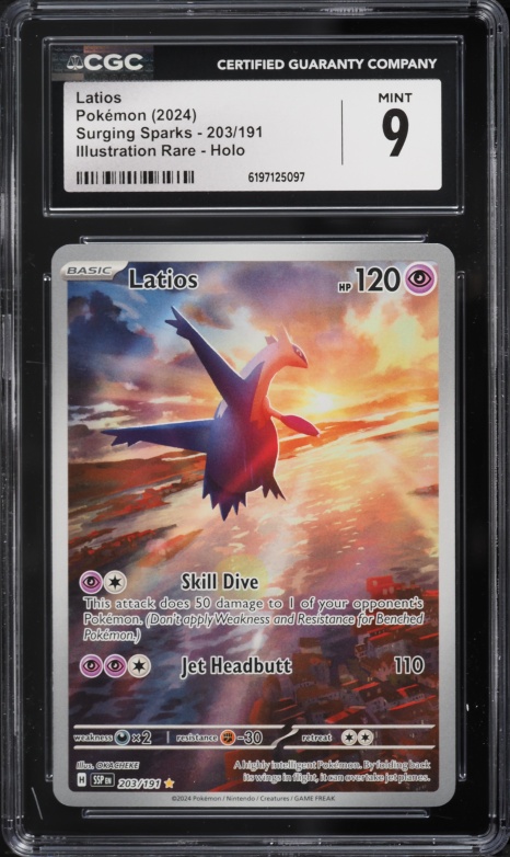 2024 Pokemon Scarlet & Violet Surging Sparks IR Latios #203 CGC 9 MINT