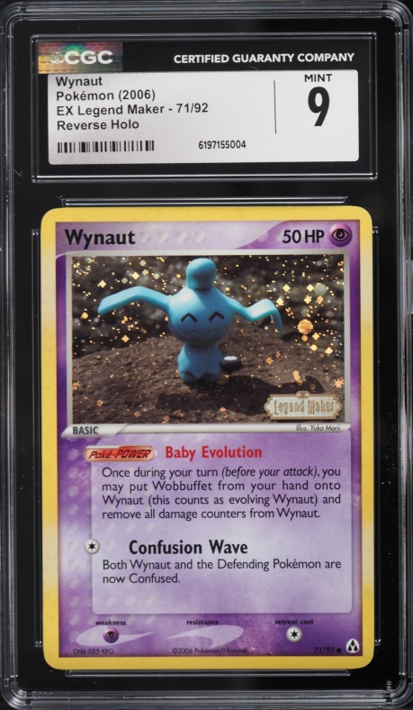 2006 Pokemon EX Legend Maker Reverse Holo Wynaut #71 CGC 9 MINT