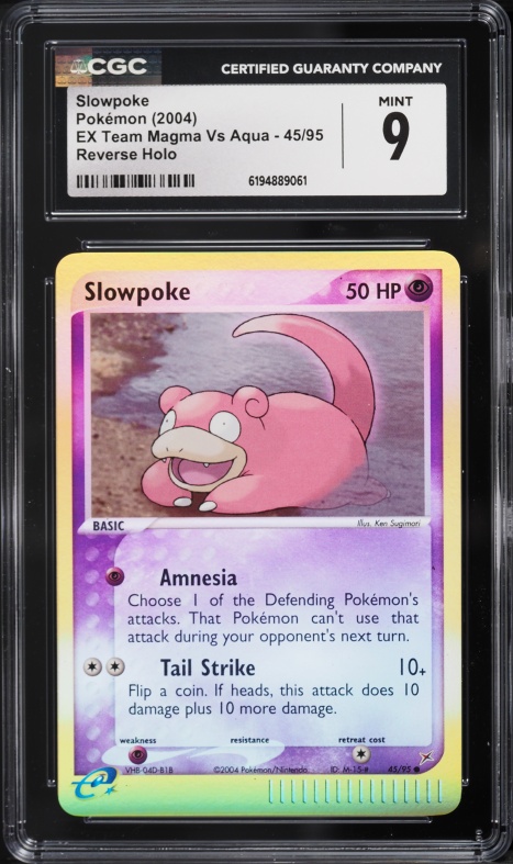 2004 Pokemon EX Team Magma VS Aqua Reverse Holo Slowpoke #45 CGC 9 MINT