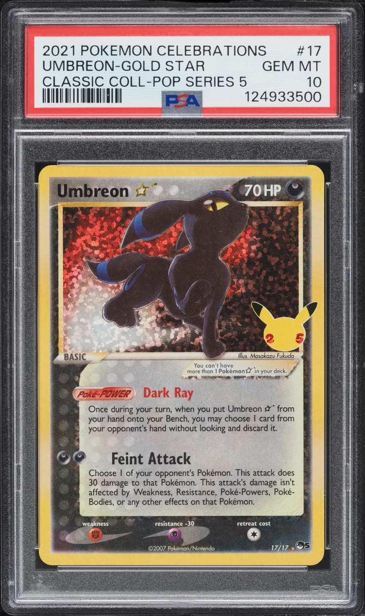 2021 Pokemon SWSH Celebrations Classic POP Series 5 Holo Umbreon Gold Star #17 PSA 10 GEM MINT